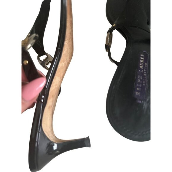 RALPH LAUREN Purple Label Black Kitten Heels Size 8.5 - Picture 6 of 10